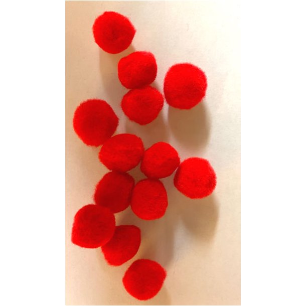 Pompon 10mm, rd, ca. 100 stk