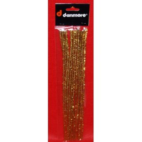 Chenille/piberenser, 6mm 30cm, guldglimmer