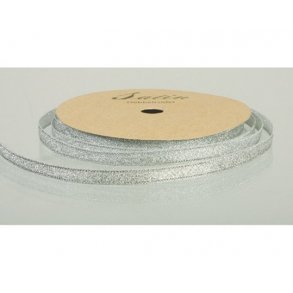 Lamébnd - Metallic satinbnd 3mm, SLV GLIMMER