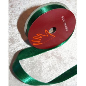 Satinbnd 15mm, 10 m pr. rulle, FLASKEGRN