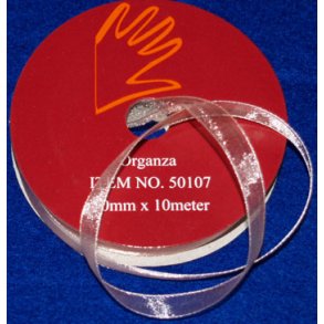 Organzabnd 12mm, lyserd, 5m pr rulle