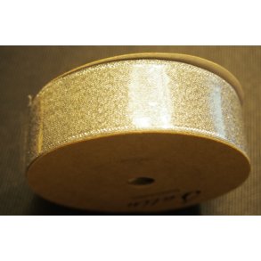 Lamébnd - Metallic satinbnd 25mm, GULD GLIMMER