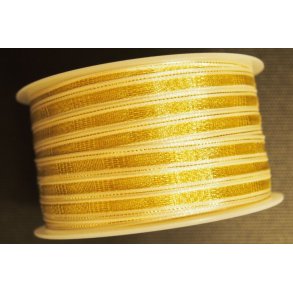 Satinbnd m/stltrd 8mm, guld, 20 m pr. rulle