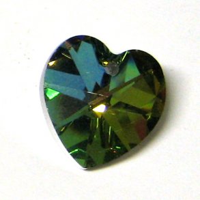 MC hjertekrystal 14mm, 2 stk, grn