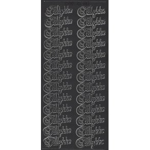 Stickers - Tillykke, Sort, ca 40x15mm, 26 pr ark