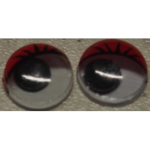 Rullejne til lim, rde jenlg, hvid m/sort pupil, 10mm, 20 par