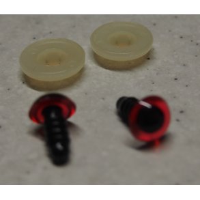 Glasjne m/sikkerhedsskive, rde med sort pupil, 10mm, 4 par