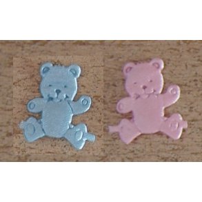 bamse i stof, lyser�d, 2x1cm, 18stk