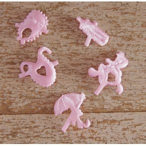 blandet babymotiver i stof, lyser�d, 1x1