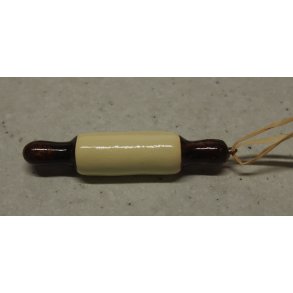 Kagerulle i keramik, hvid m/brune h�ndtag, �1x6cm