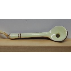 Keramik grydeske, 2x7cm, hvid og brun