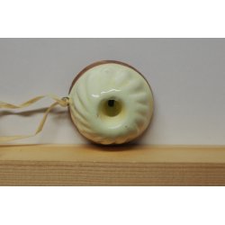 Keramik bageform, 3,2x2cm, hvid og brun