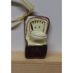 Keramik vgt, 2x2,8cm, hvid og brun