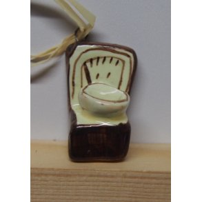 Keramik v�gt, 2x2,8cm, hvid og brun