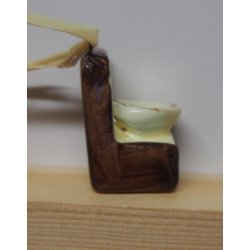 Keramik vgt, 2x2,8cm, hvid og brun