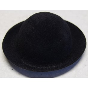 Bowlerhat, sort luxus filt m/oval skygge, hul �44mm, skygge 65x73mm, h�jde 30mm