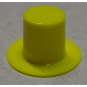 H�j hat, gul plast m/skygge, hul �13mm, skygge �27mm, h�jde 18mm