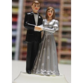 S�lvbruddepar figur til fx kage, 10x6,5cm, 1 stk