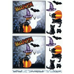 3D klippeark - B�rnemotiv, kat, halloween, stor