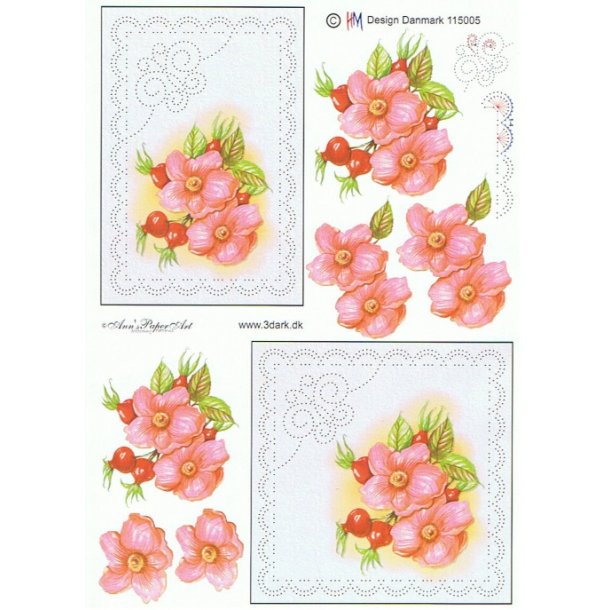 3D sy ark - Blomster, hybenrose