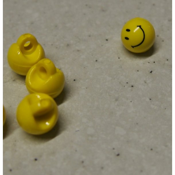 Plastknap 10mm gul smiley