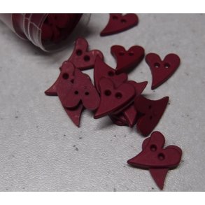 Plastknap 12x15mm vinr�d hjerte