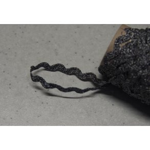 Zig zag bnd 6mm, slv/sort, 1m