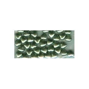 Voksperle, glas, hjerte, oliven gr�n, 40stk, �7 hu