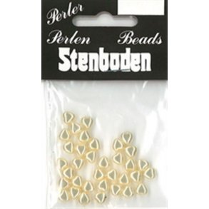 Voksperle, glas, hjerte, hvid, 35stk, �7 hul �1