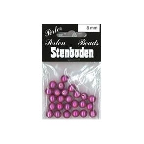 Voksperle, glas, r�d/lilla, 25stk, 8mm hul �1