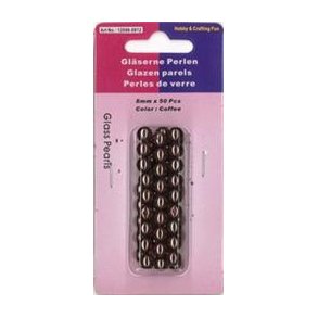 Voksperler, glas, kaffe/sort, 10mm hul �2, 30stk