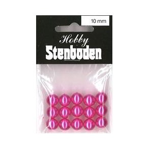 Voksperler, glas, pink, 10mm hul �1, 15stk
