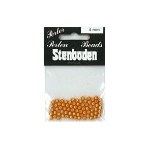 Voksperler, glas, blank orange, 6mm hul �1, 40stk