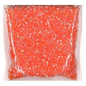 R�rperle, 2mm hul �1, orange iris, ca 40g