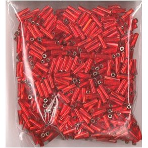 R�rperle, glas, 2mm hul �1, r�d/s�lv, ca 40g