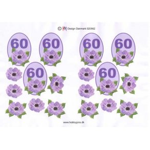 3D ark - Fdselsdage, 60 r, lilla, tal