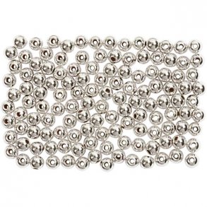 Voksperler, 3mm hul �1, s�lv, ca 150stk