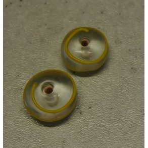 Glasperle, kugle m/gule striber, hndlavet 15mm h