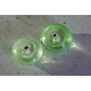 Glasperle, knap med grn stribe, hndlavet 15