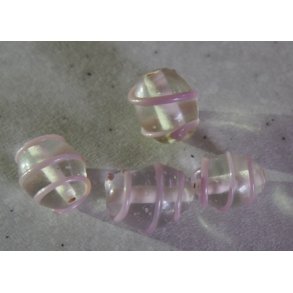 Glasperle, cylinder m/lilla mnster, hndlavet 12