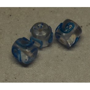 Glasperle, cylinder m/blt mnster, hndlavet 12x