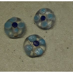 Glasperle, knap m/bl blomst, hndlavet 12mm