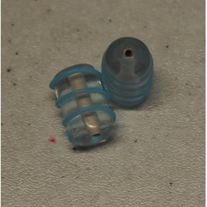 Glasperle, cylinder m/lys blt mnster, hndlavet