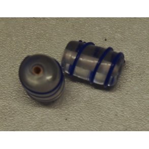 Glasperle, cylinder m/mrk blt mnster, hndlavet