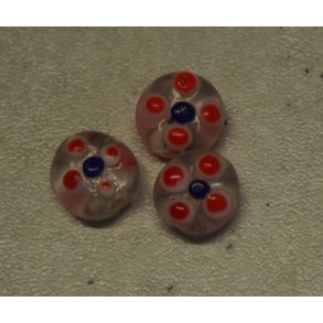 Glasperle, knap m/rd blomst, hndlavet 12mm