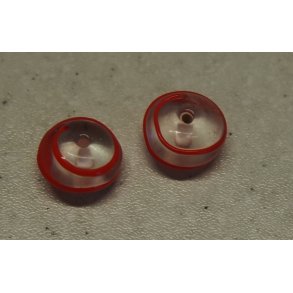 Glasperle, knap m/rdt mnster, hndlavet 15m