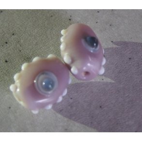 Glasperle, lilla cylinder m/bl farver mnster, hn