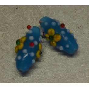 Glasperle, bl m/bl farver mnster, hndlavet