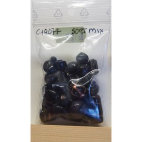 Indiske glasperler, sort mix, 50g