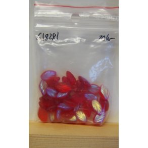 Glasperler, blad, 11x7mm, rd, ca 15g